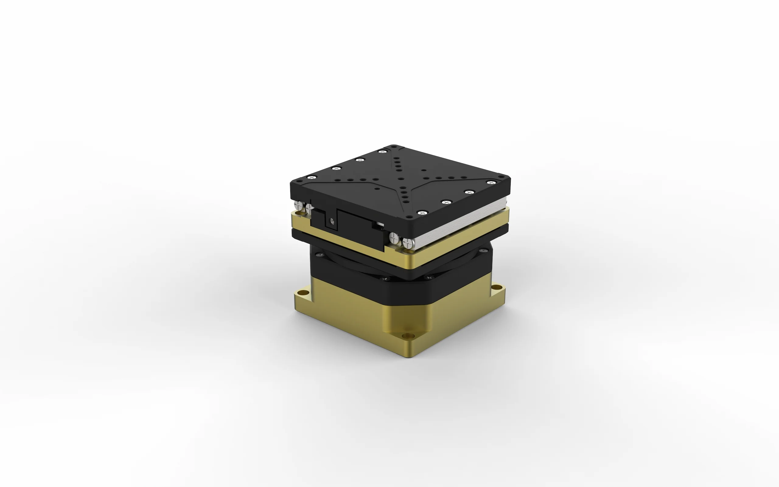 GO Linear Stage mounted above a GO Rotation Stage with an adapter plate